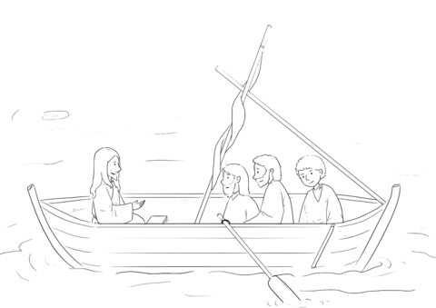 Luke 5 3 Fishers Of Men   Jesus On The Simon'S Boat Coloring Page